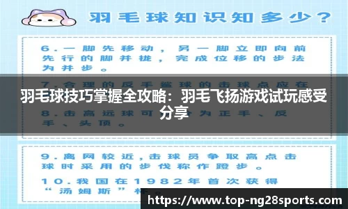 羽毛球技巧掌握全攻略：羽毛飞扬游戏试玩感受分享